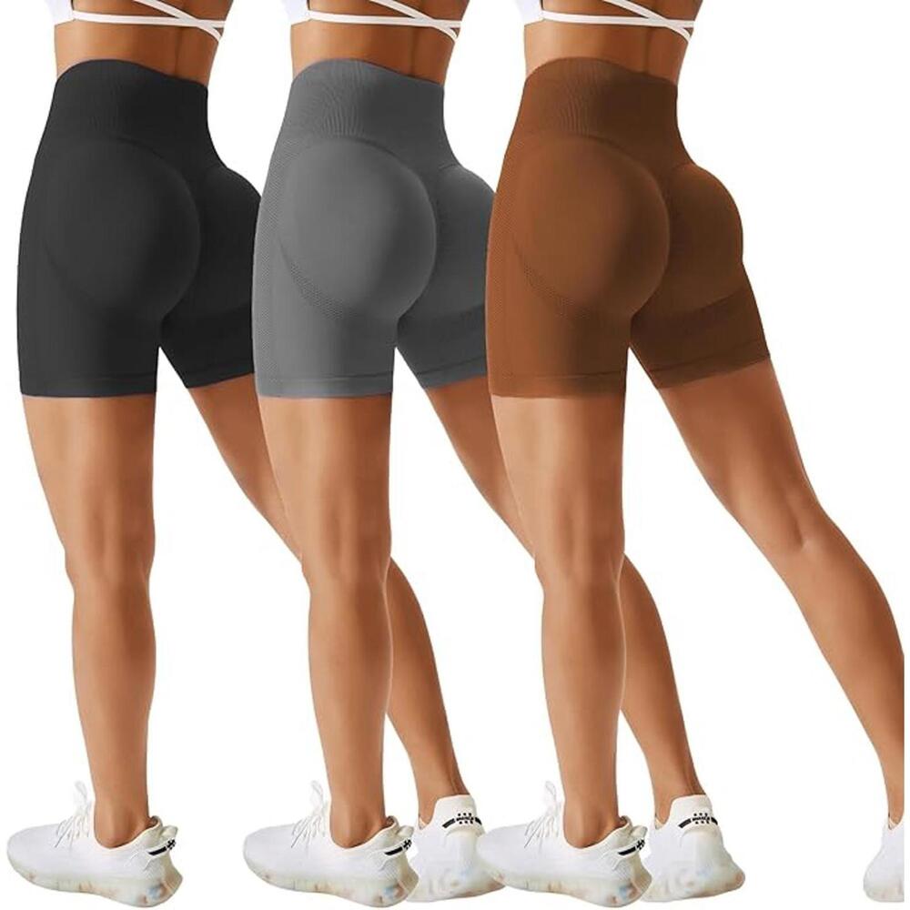 Source Unknown High-Waist Seamless Athletic Shorts — Black, Gray, Brown